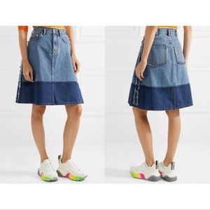 Acne Studios Halona High-Waist A-Line Two-Tone Denim Skirt